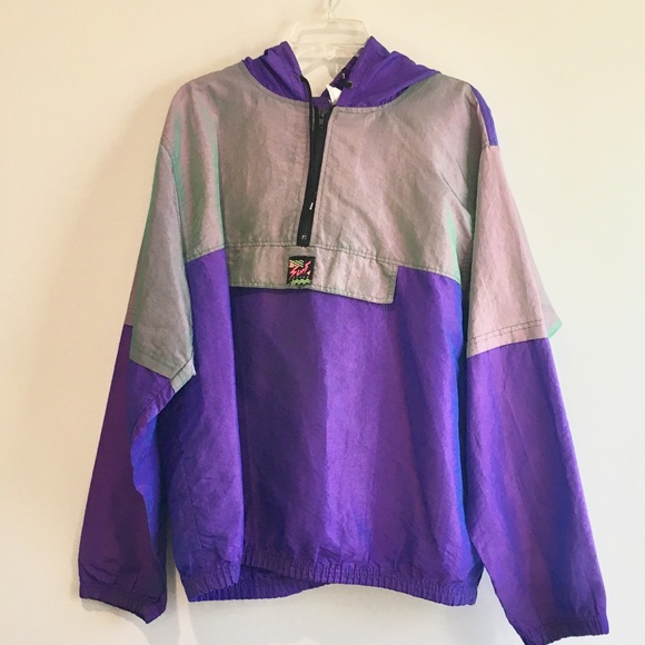 Vintage Other - Surf style 90s iridescent purple windbreaker